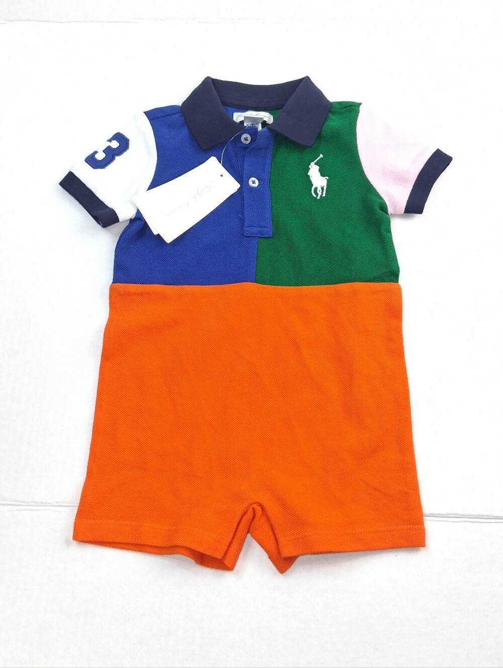 Ralph Lauren Colorblock Polo Romper 6M
